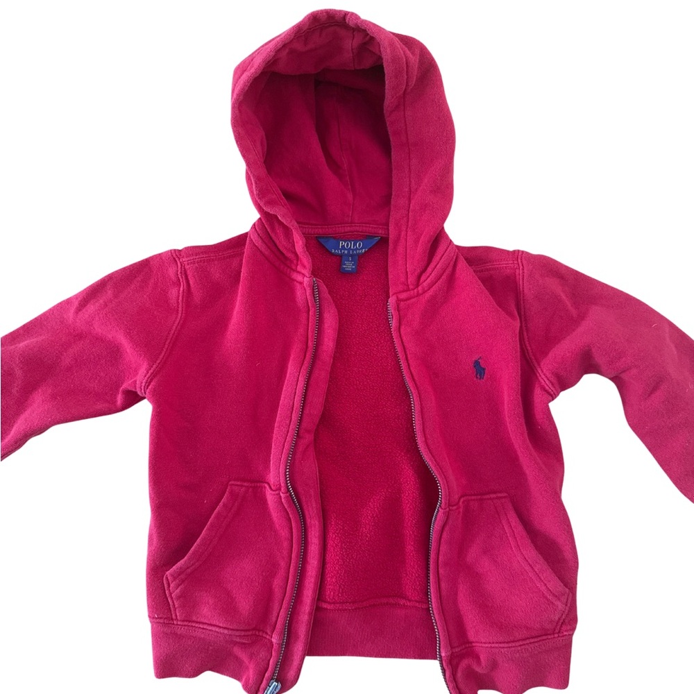 Polo Ralph Lauren Fleece Full Zip Hoodie Size 5 Red - Picture 3 of 5
